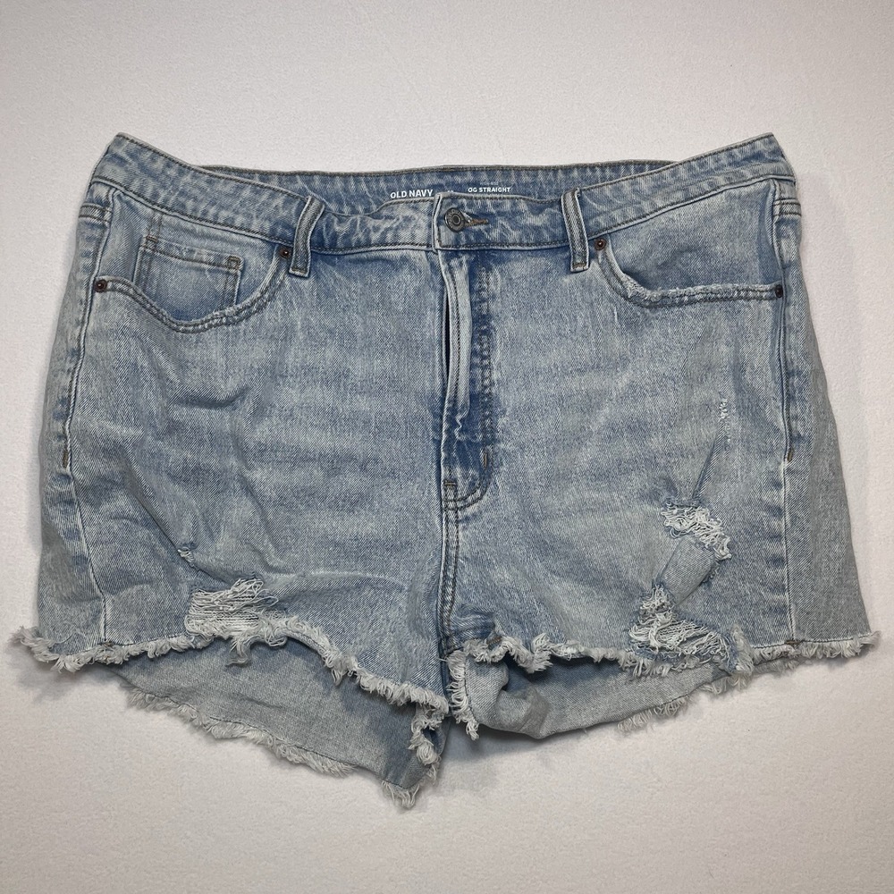 Old Navy Women's Blue Denim High Rise Jean Shorts, OG Straight, Size 18
